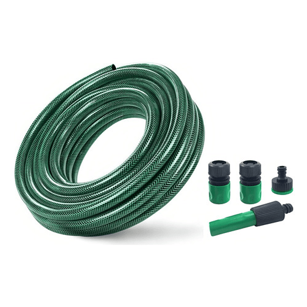 Manguera De Riego Jardín Reforzada 1/2 PLG X 15mts + Acoples 6