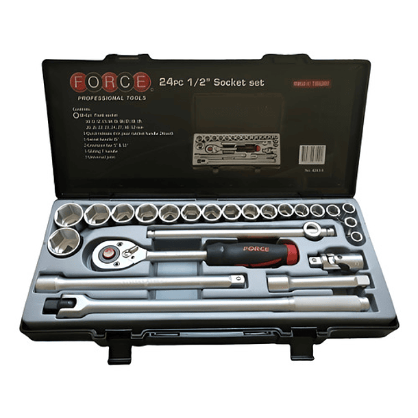 Juego De Dados 1/2 10-32 Mm Hexagonal 24 Pzs. Force 4243-5 1