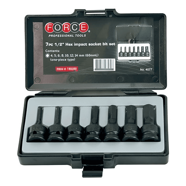 Juego Dados []1/2 Impacto Allen 4-14mm 7 Pzs (4077), Force Negro 1