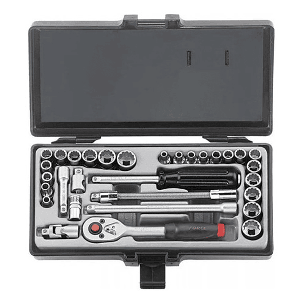 Juego Dados Poligonal []1/4`` Mm./pulg. 31 Pzs (2312), Force 1