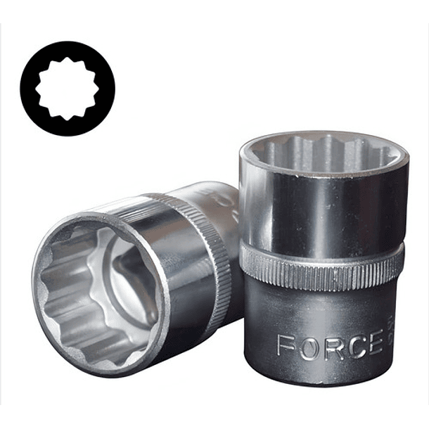 Juego Dados Poligonal []1/4`` Mm./pulg. 31 Pzs (2312), Force 3