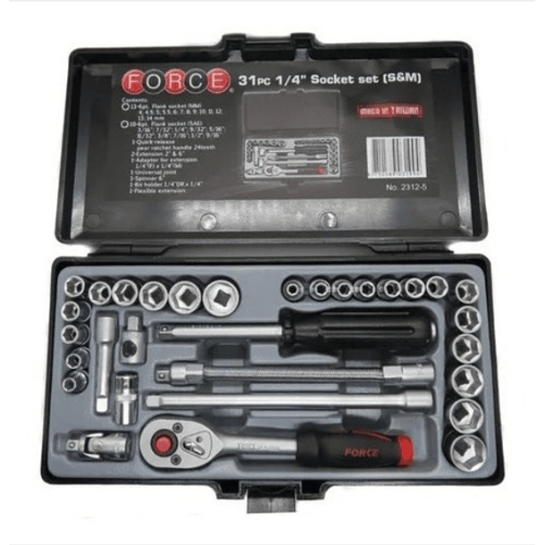 Juego Dados Hex. []1/4`` Mm./pulg. 31 Piezas (2312-5), Force 1