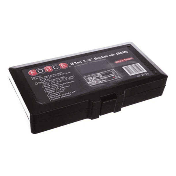 Juego Dados Hex. []1/4`` Mm./pulg. 31 Piezas (2312-5), Force 5