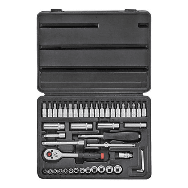 Juego De Dados 1/4 De 46 Pzas. Milimétrico. Force 2461-5 Gris 1