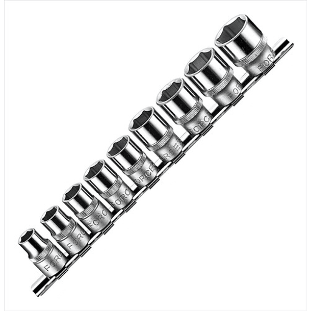 Juego Dados 3/8'' Hexagonales 9-19mm 9pz 3093 Force Cromado 1