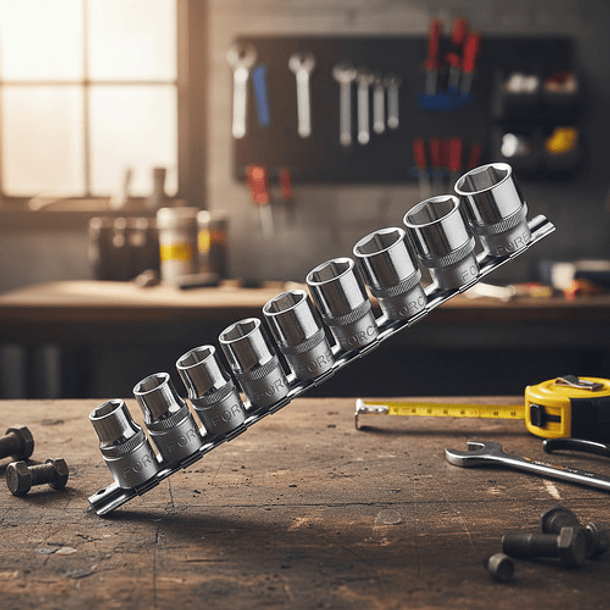 Juego Dados 3/8'' Hexagonales 9-19mm 9pz 3093 Force Cromado 4