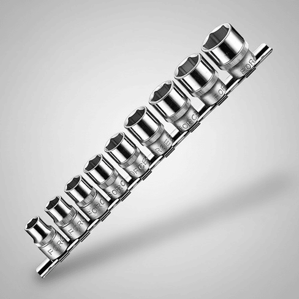 Juego Dados 3/8'' Hexagonales 9-19mm 9pz 3093 Force Cromado 7