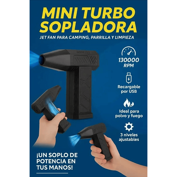 Soplador Portátil 130000rpm 5000mah 3 Velocidades Recargable 7
