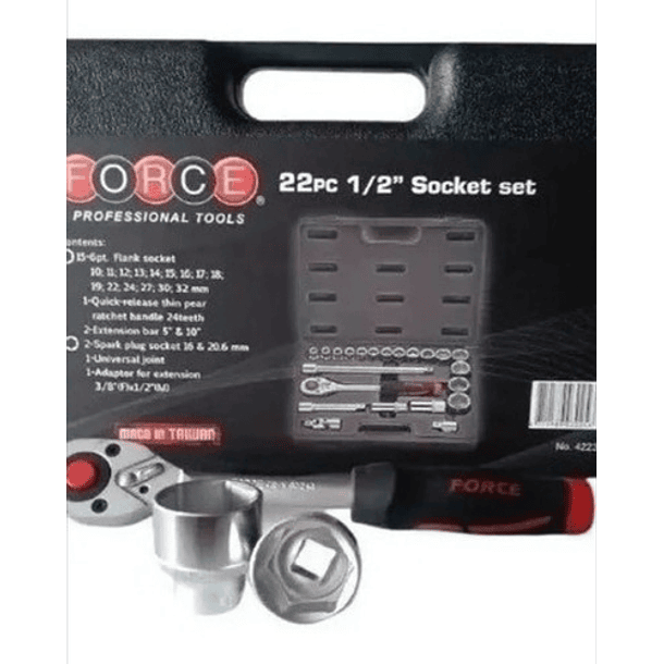 Juego De Dados Hexagonales 1/2''  10mm-32mm (4223), Force 4