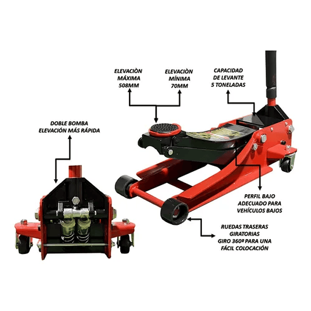 Gata Hidráulica Tipo Caimán 5ton Perfil Bajo A 4