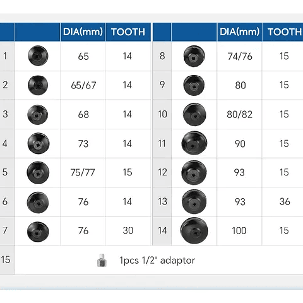 Set Llave Saca Copas Saca Filtro Aceite Llave Universal 14pc