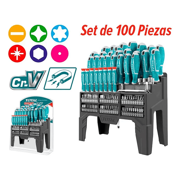Kit Set Juego Destornilladores 100 Piezas Total 1