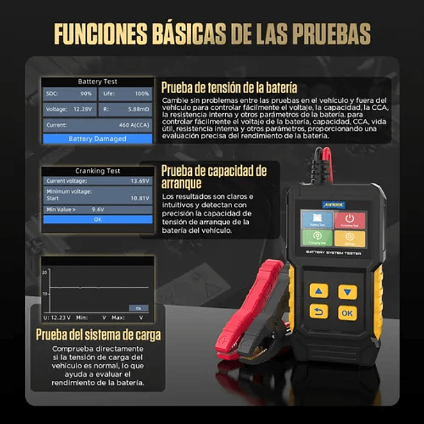 Probador De Baterías Agm Gel Efb Atv Auto Moto 8v a 29v  2000cca 7