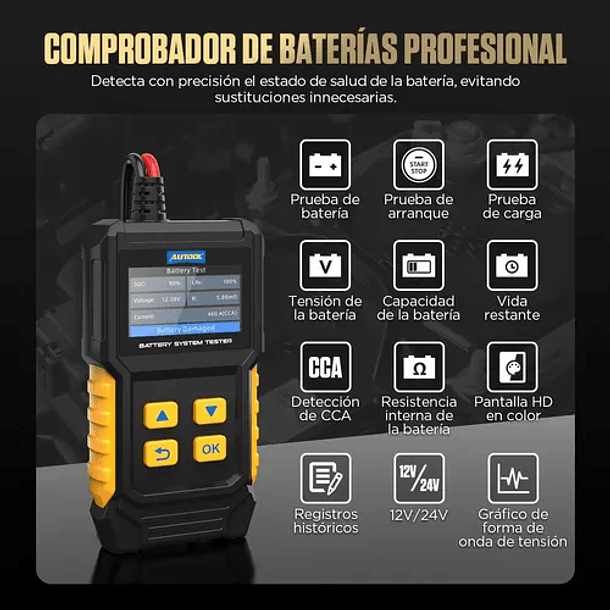 Probador De Baterías Agm Gel Efb Atv Auto Moto 8v a 29v  2000cca 8