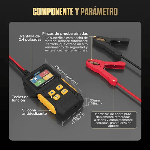 Probador De Baterías Agm Gel Efb Atv Auto Moto 8v a 29v  2000cca 9