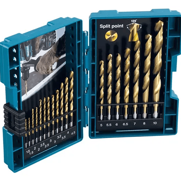 SET BROCAS METAL HSS-TINTRURO DE TITANIO 13 PIEZAS 1.5 - 6.5 MM  MAKITA