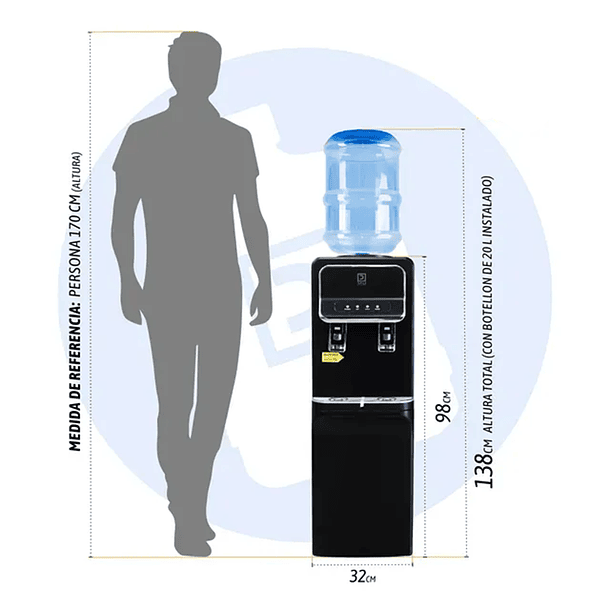 Dispensador de Agua Compresor Pedestal Frigobar Negro Mate 7