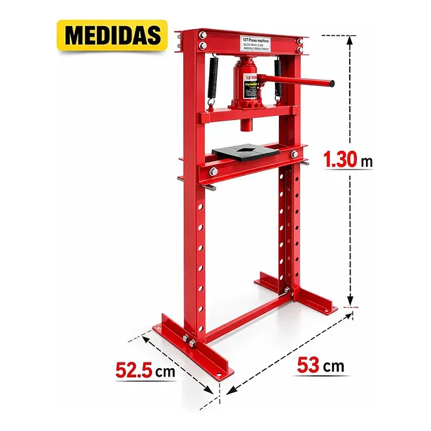 Prensa Hidráulica 12 Toneladas Tipo H con Gato Acero Ajustable