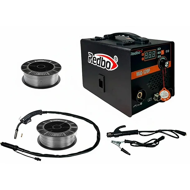 Soldadora Mig Sin Gas Y Al Arco Redbo 120p + 2 Rollos Alambre Flux + Mascara Fotosensible