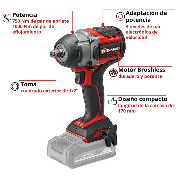 Llave de impacto inalámbrico TP-CW 18/750-C Li BL Einhell + Starter Kit 18V