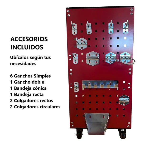 Carro Porta Herramientas de Acero Con Soportes Organizadores 5