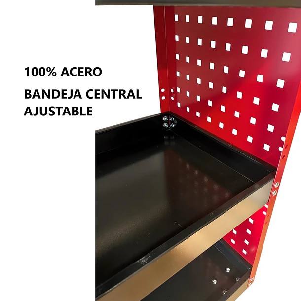 Carro Porta Herramientas de Acero Con Soportes Organizadores 7