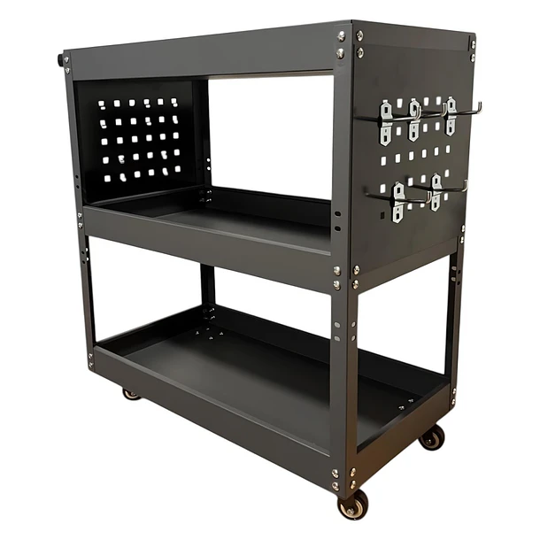 Carro Porta Herramientas de Acero Con Soportes Organizadores Color Gris 5