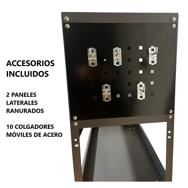 Carro Porta Herramientas de Acero Con Soportes Organizadores Color Gris 3