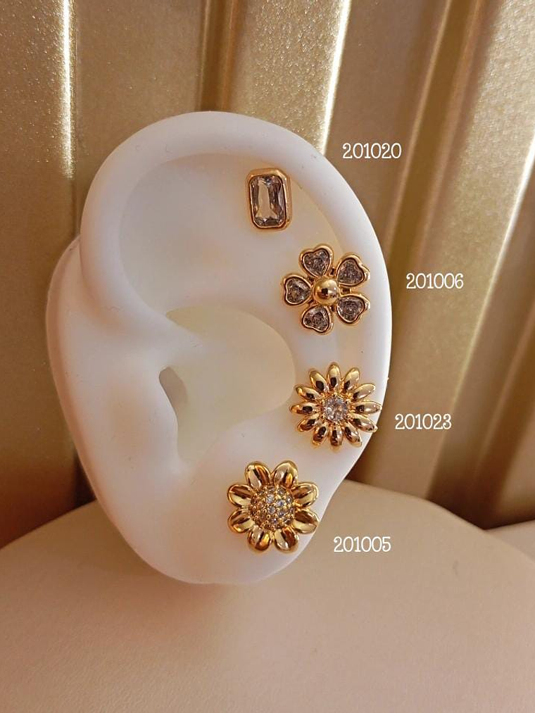 TOPOS FLORES MICROCIRCON - ORO LAMINADO 1