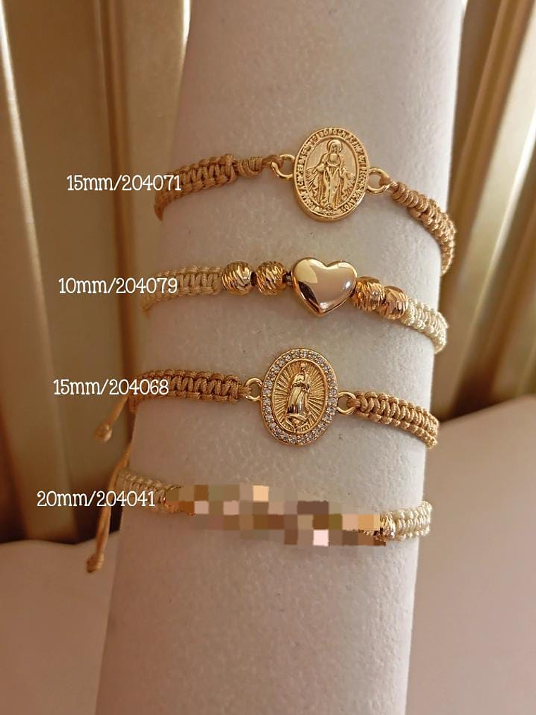 PULSERAS BORDADAS + DIJE - ORO LAMINADO 1