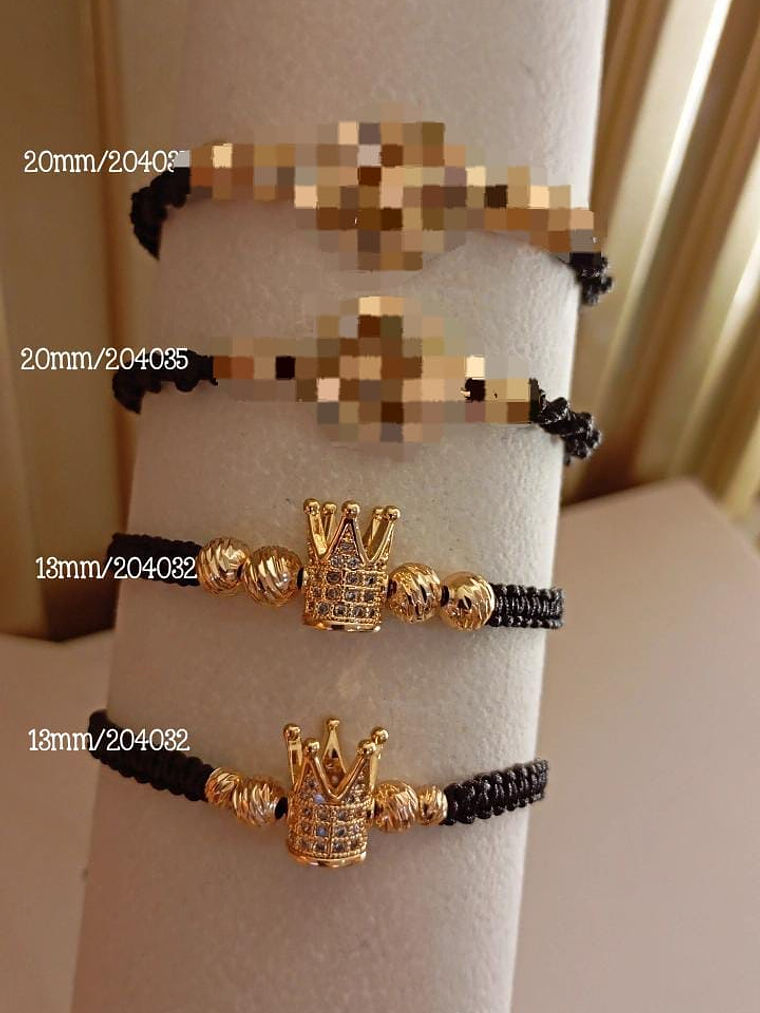 PUSERAS CON BORDADO + DIJE Y BALINES - ORO LAMINADO 1