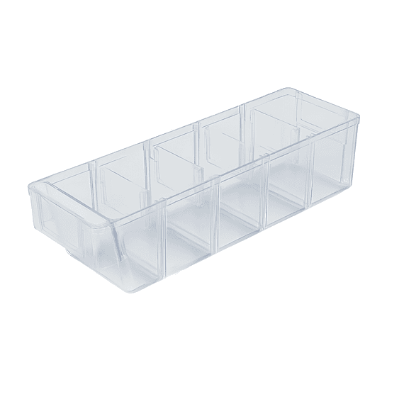 Caja Poliestireno Rígido Transparente 5 Divisiones (Pequeña)