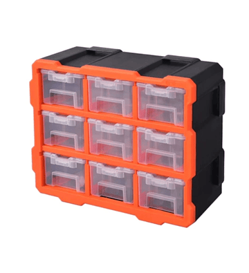 Organizador con separador interior y tapa transparente 9 bins