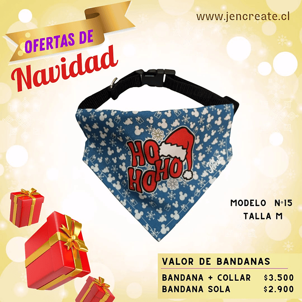 Bandana Estampada de ho,ho,ho navideño Azul