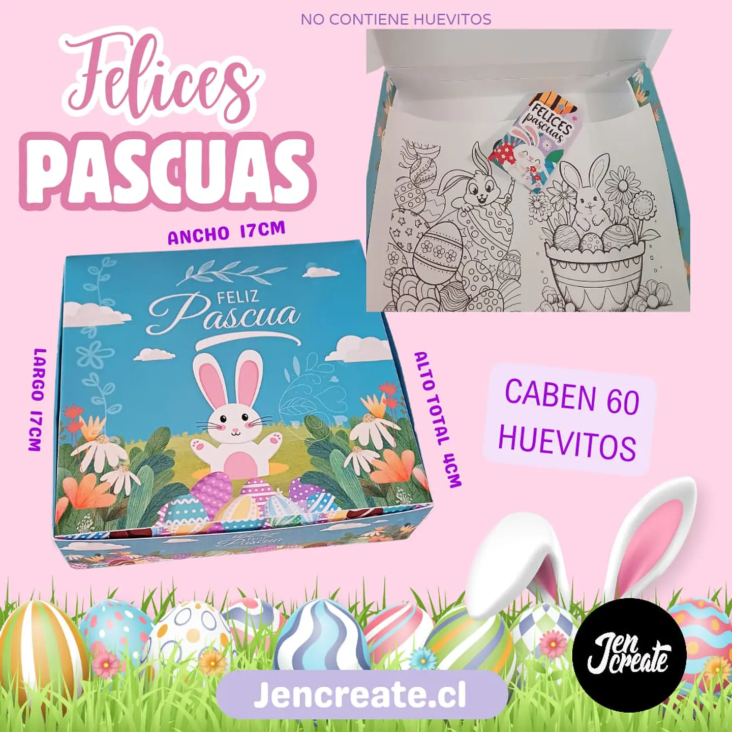 caja para huevitos de pascua 17x17x4cm 1