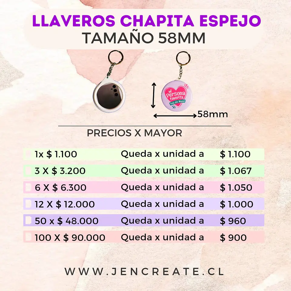 Chapita llavero espejo 58mm 1