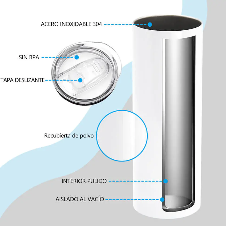 Vaso Skinny de Acero Inoxidable para Sublimación de 20 oz 3