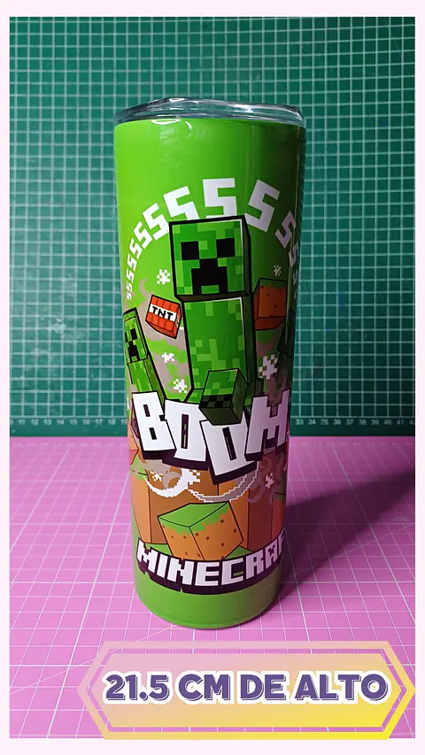 VASO SKINNY Minecraft DE ACERO INOXIDABLE DE 600ML