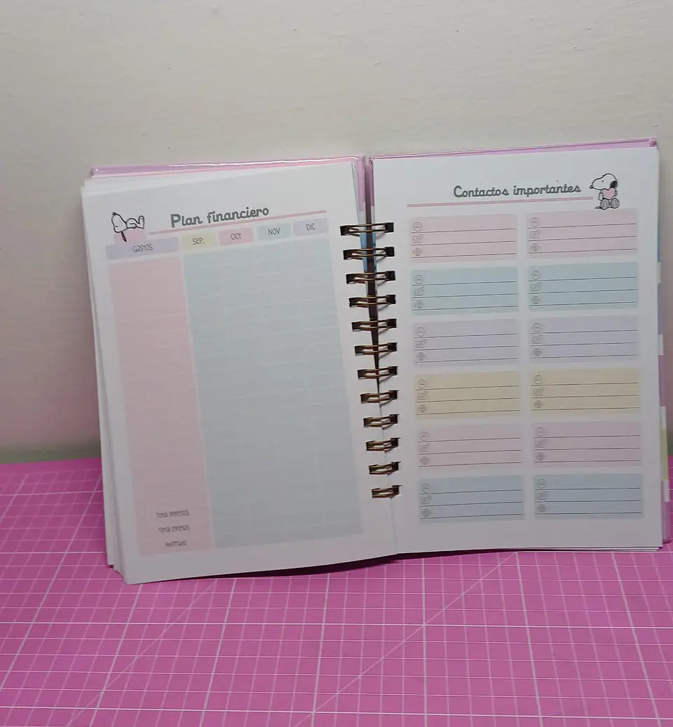 Snoopy Planner rosa a5 110 hojas 4