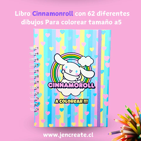 Cinnamoroll Libro para colorear de 62 hojas de dibujos tamaño a5
