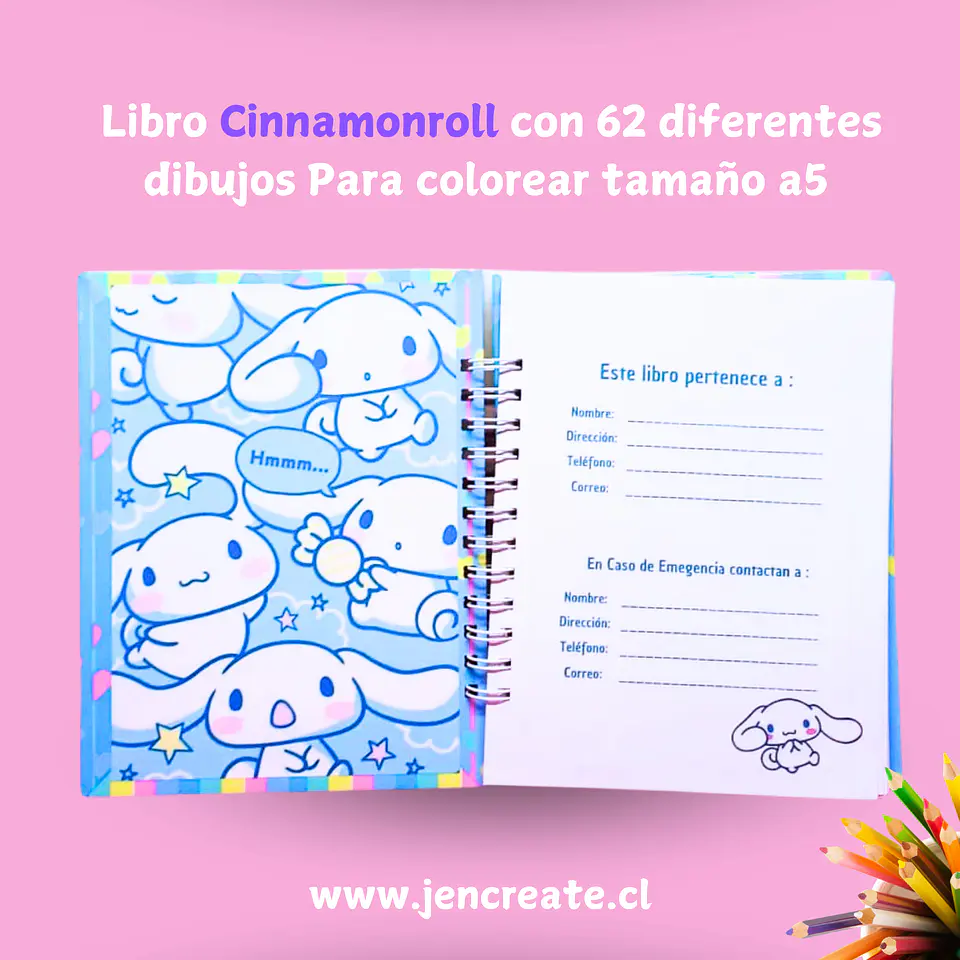 Cinnamoroll Libro para colorear de 62 hojas de dibujos tamaño a5 3