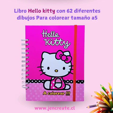 Hello Kitty Libro para colorear de 62 hojas de dibujos tamaño a5