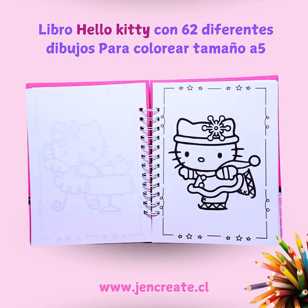 Hello Kitty Libro para colorear de 62 hojas de dibujos tamaño a5 3