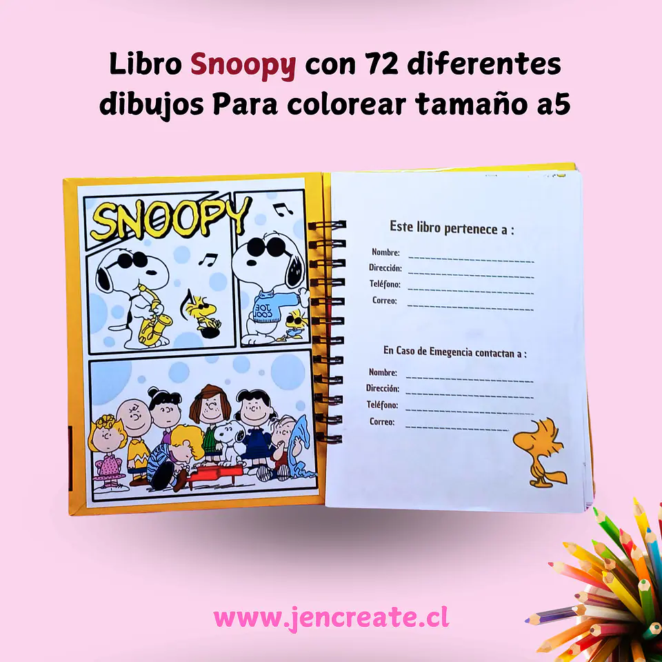 Libro para colorear de snoopy 62 hojas de dibujos tamaño a5 3
