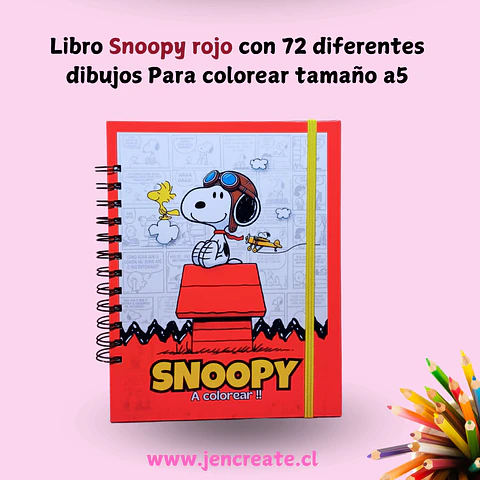  Snoopy rojo Libro para colorear de 72 hojas de dibujos tamaño a5