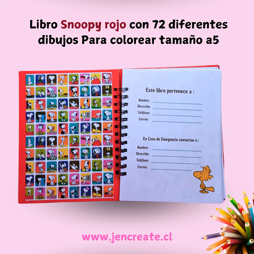  Snoopy rojo Libro para colorear de 72 hojas de dibujos tamaño a5 2