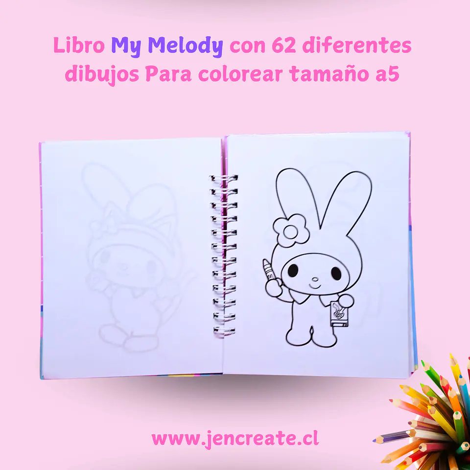 My Melody Libro para colorear de 62 hojas de dibujos tamaño a5 3