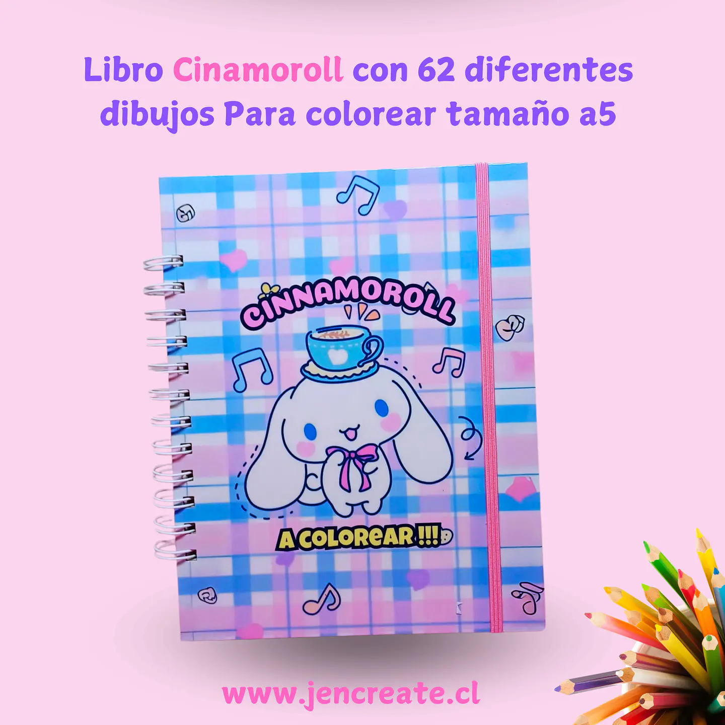 Cinnamoroll sombrerito Libro para colorear de 62 hojas de dibujos tamaño a5 1