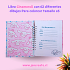 Cinnamoroll sombrerito Libro para colorear de 62 hojas de dibujos tamaño a5 2