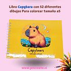 Capybara amarillo Libro para colorear de 52 hojas tamaño a5 1